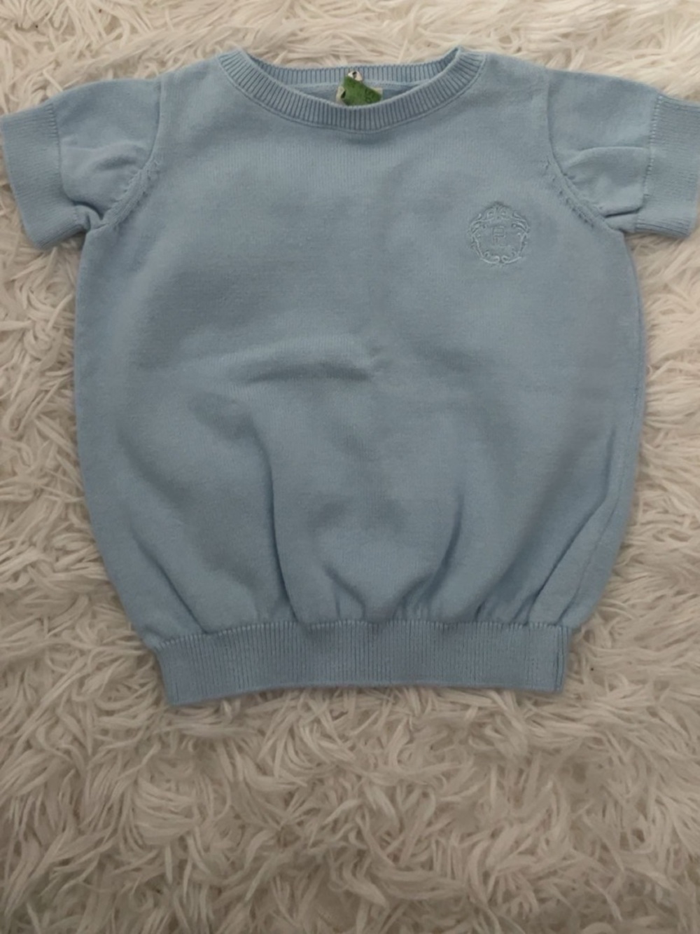 Analogie Baby Short-Sleeve Knit Top in Pale Blue